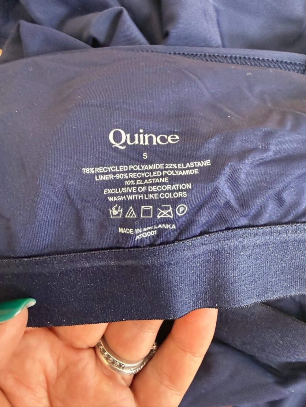 NWT QUINCE Italian Maternity One-Piece Ruffle Wrap Swimsuit Deep Navy Small - Picture 9 of 11